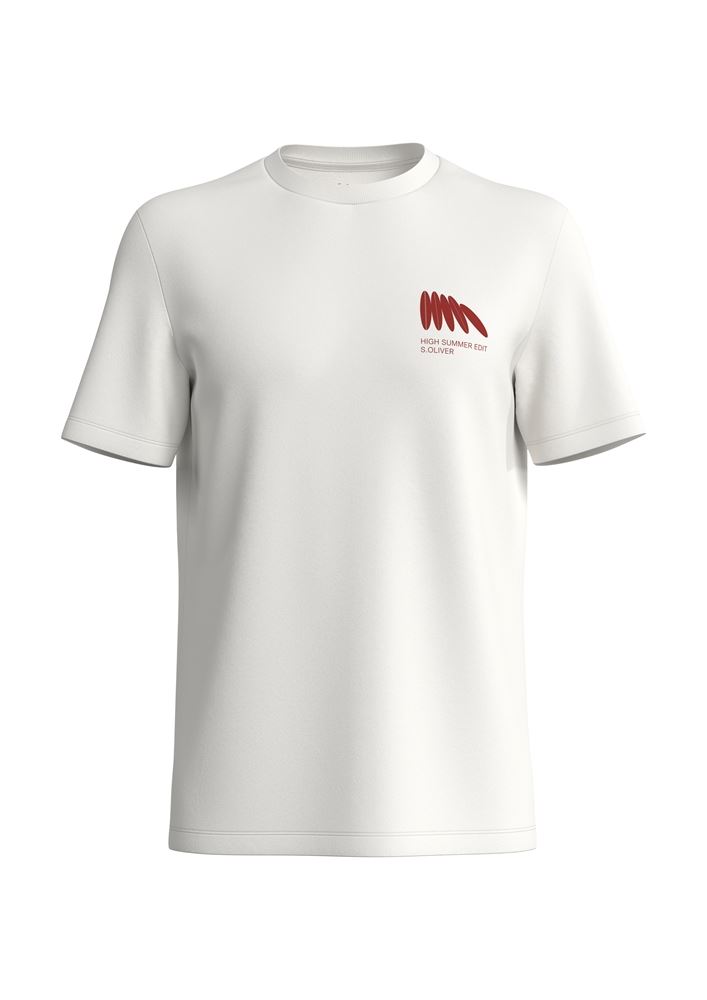 s.Oliver Herren T-Shirt mit Frontprint S13 weiß, rot, blau S13  2131369 