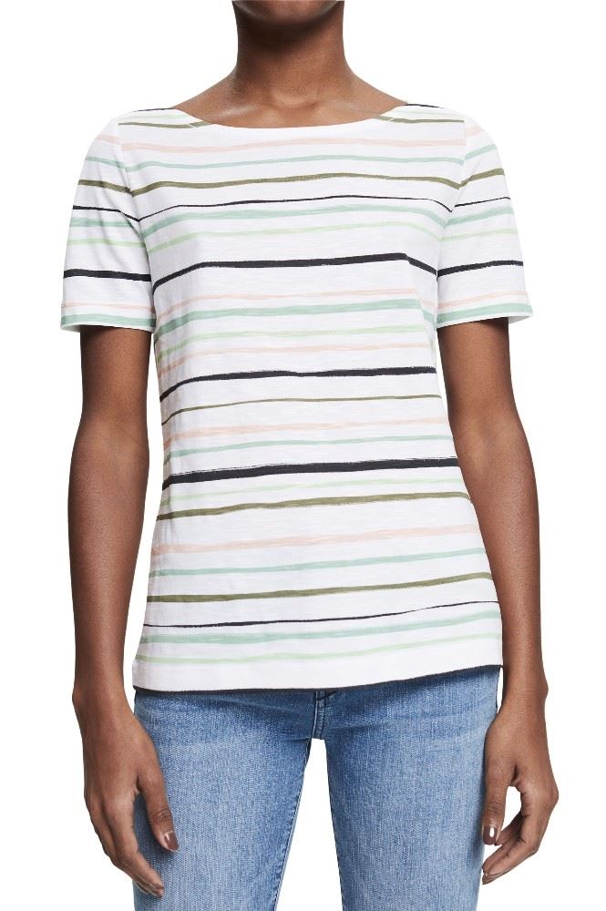 ESPRIT T-Shirt mit Streifenmuster 042EE1K359 XS | E102 WHITE 3 | 