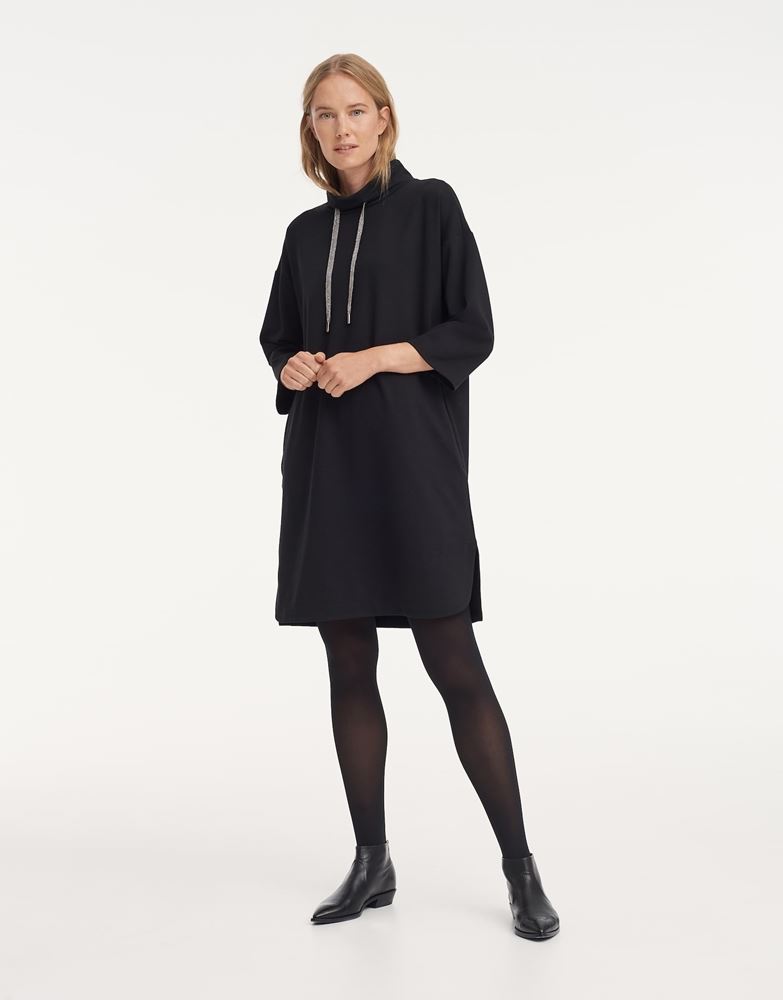 OPUS Jerseykleid Wameli Eingriffstaschen Turtleneck schwarz S21 248299443 
