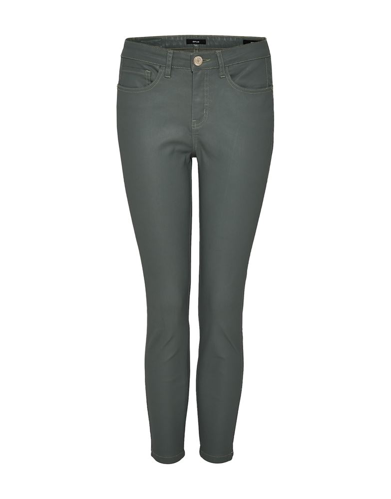 OPUS Jeans Emily Zip Coated grün und schwarz S22 242175840100 