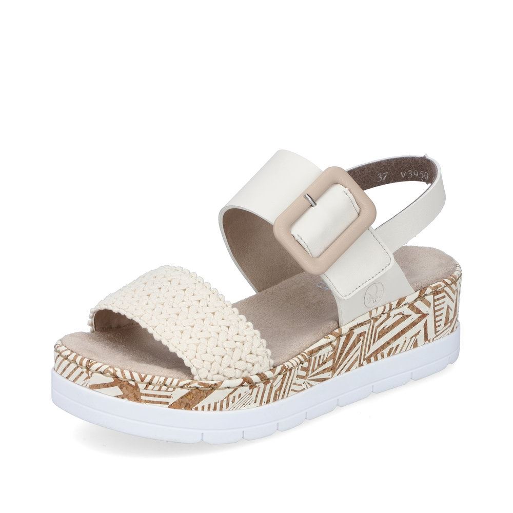 Rieker Damen Keilsandaletten hellbeige S13  V3950-61 