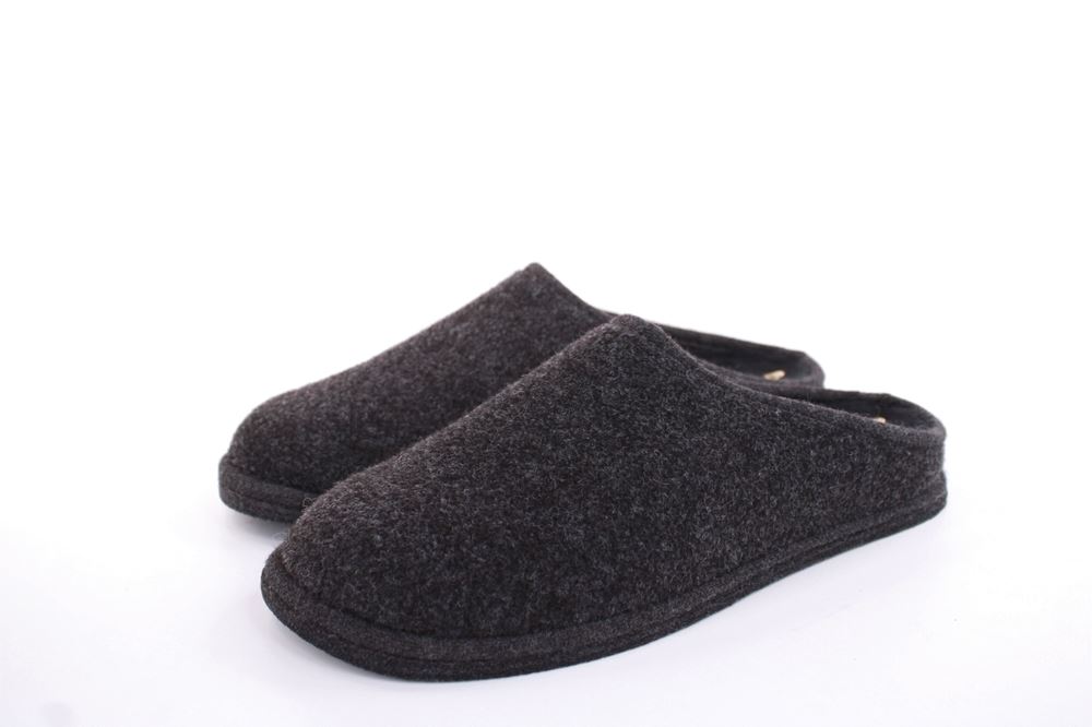 s`knöpfli Herren Hausschuh Pantoffel Filz Filzsohle grau S22 523 
