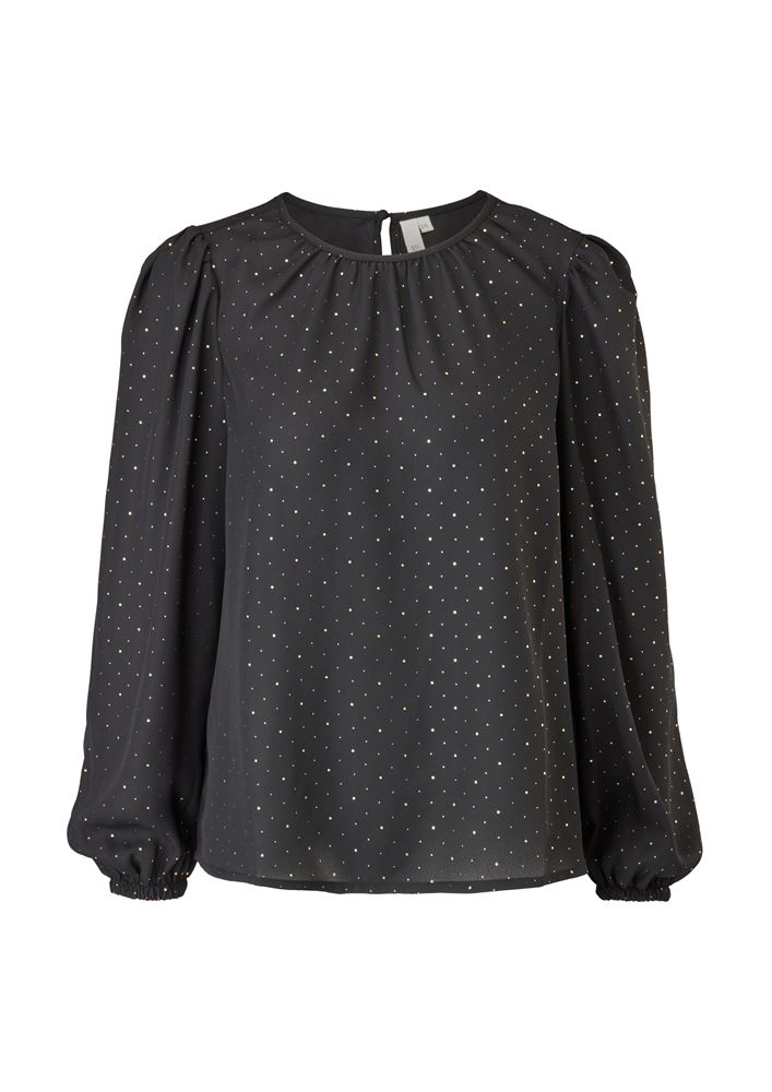 QS designed by Bluse Langarm Puffärmel schwarz S21 2106755 