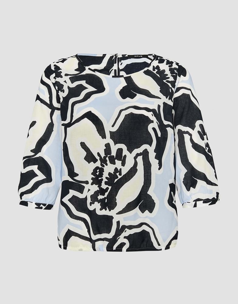 OPUS Printbluse Fu intense 3/4 Arm abstrakter  Blütendruck blau, grün S13  2044711185177 