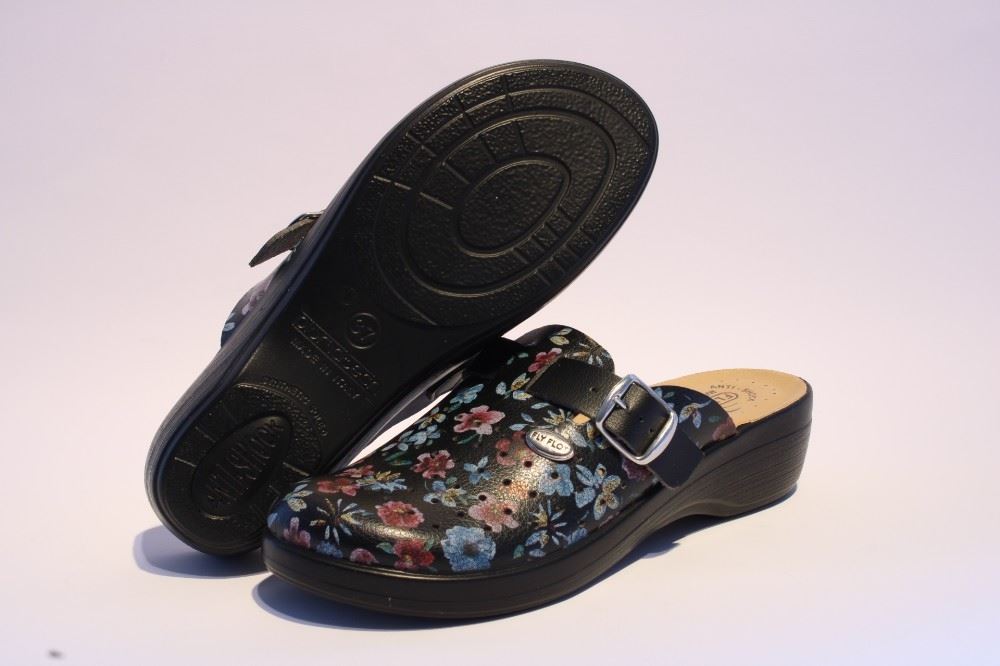 Fly Flot Hausschuh Hauspantolette schwarz 855378 41 | schwarz/komb | 