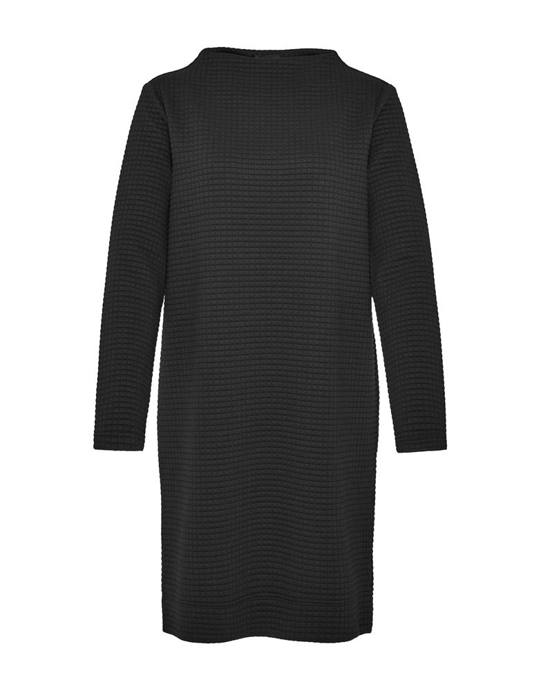 OPUS Kleid Wisal gerader Schnitt Wabenstruktur schwarz S22 10108810841146 