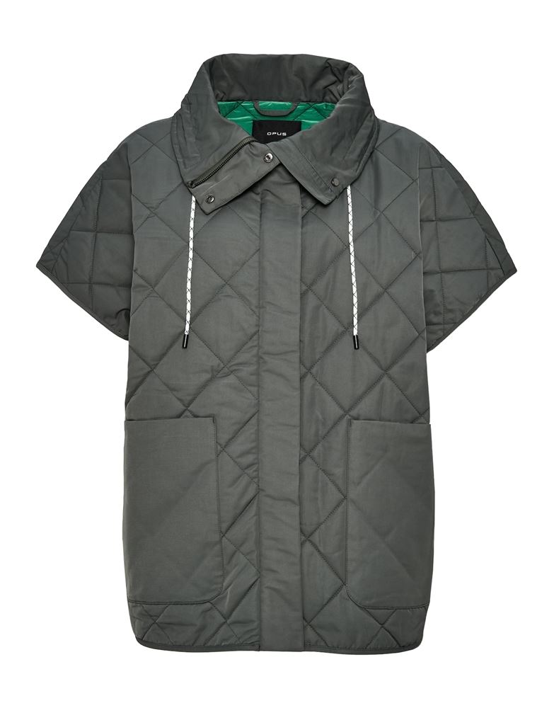 OPUS Steppweste Wirobe Cape überschnittene Schulter oversized grün S22 246669316145 