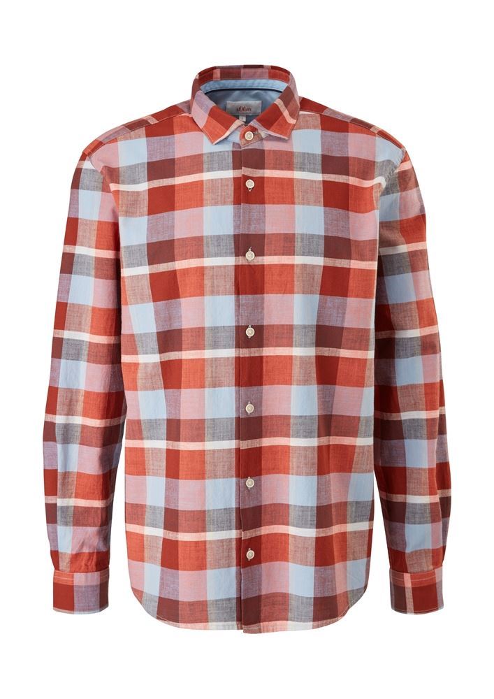 s.Oliver Herren Hemd Karomuster langarm rot S12 2111504 L | 23N6 light oran | 