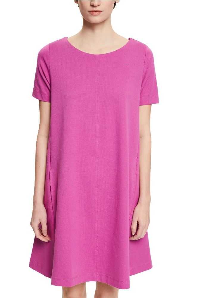 ESPRIT ausgestelltes T-Shirt-Kleid aus Bio-Baumwoll-Mix 032EE1E325 S | E661 PINK FUCHS | 