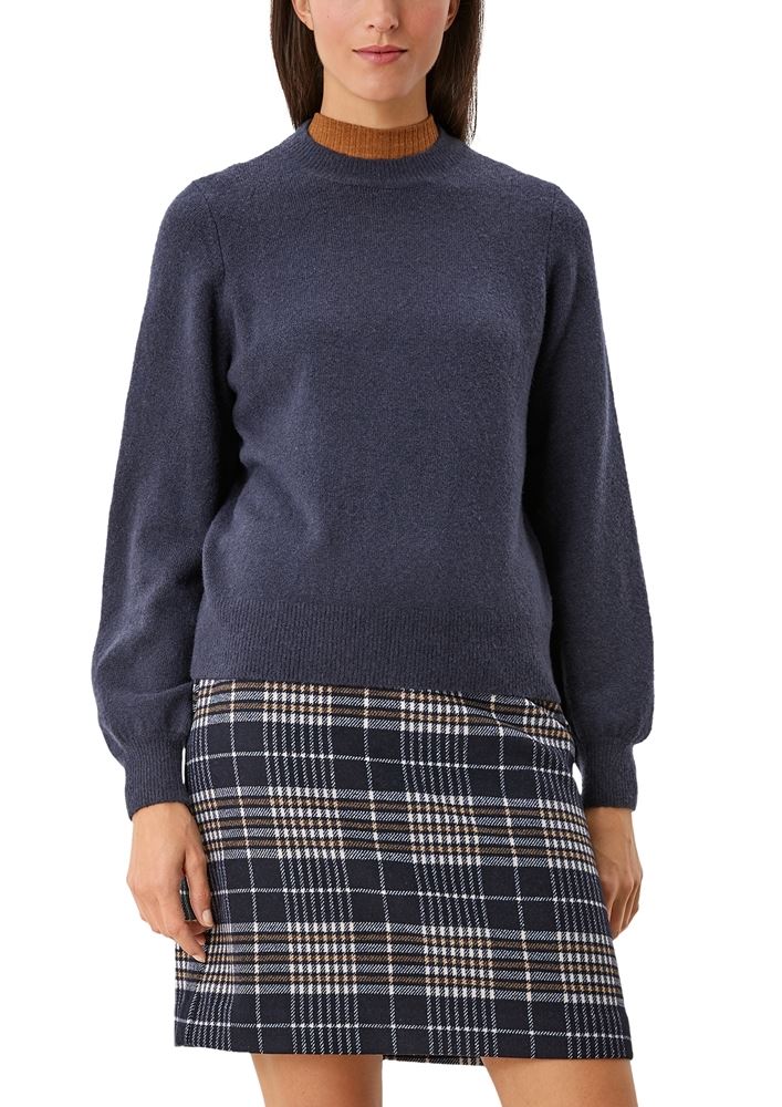 s.Oliver Strickpullover Loose Fit Wolle blau S21 2107254 