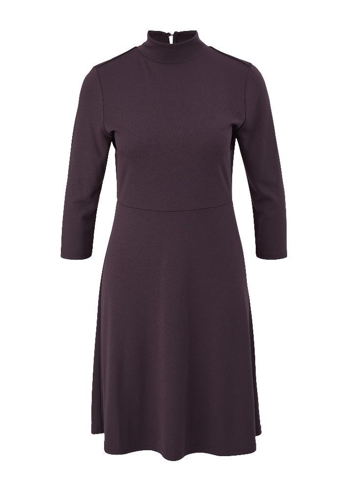 QS designed by Kleid mit Stehkragen lila, schwarz S22  2124277 