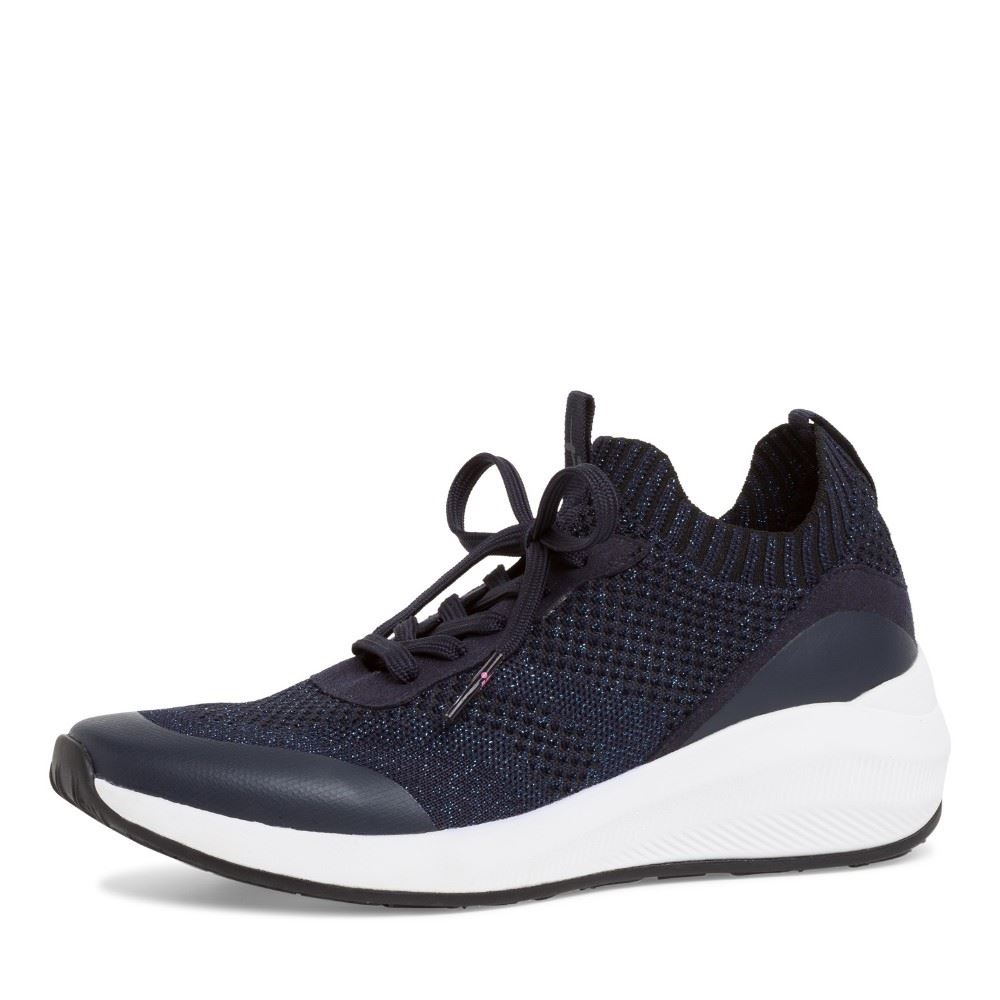 Tamaris Fashletics Sneaker blau Glitzer metallic 1-1-23758-26 40 | 824 NAVY METALL | 