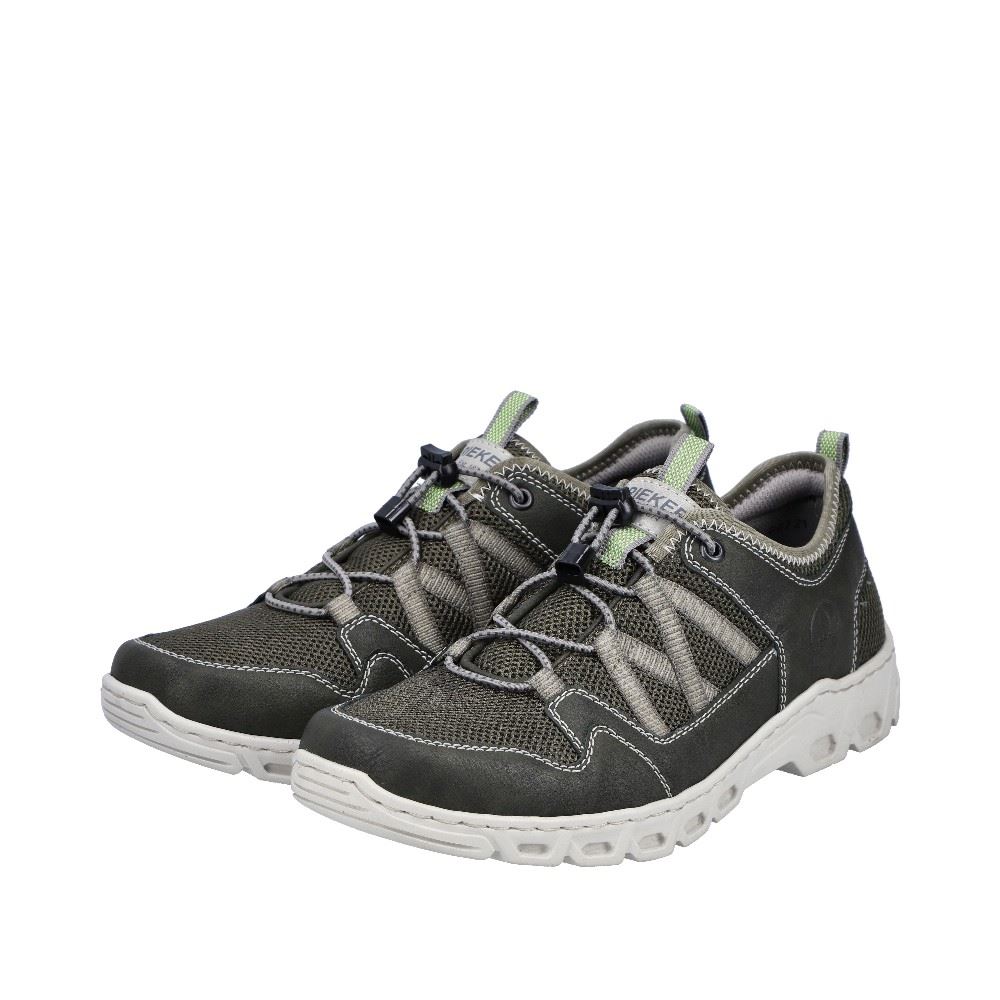 Rieker Antistress Herren Slipper Schlupfschuh Schnellschnürung Wechselfußbett grün S12 14555-54 46 | forest/vert/cem | H
