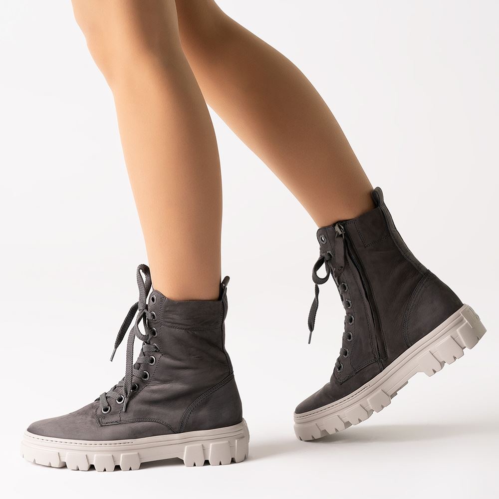 Paul Green Supersoft Schnürboots Nubukleder Reißverschluss grau 9970-019 5 | iron | 