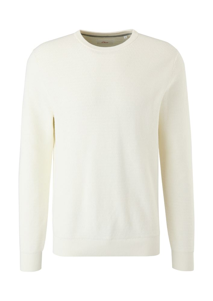 s.Oliver Herren Pullover Baumwollstrick Rundhals- Ausschnitt weiß,blau,schwarz S22  2118085 XXL | 0240 WHITE | 