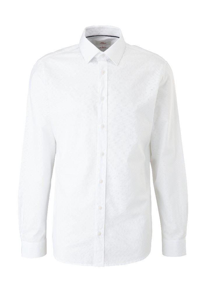 s.Oliver Herren Hemd Kentkragen Langarm feine Struktur weiß S22 2113983 XXXL | 0100 white | 