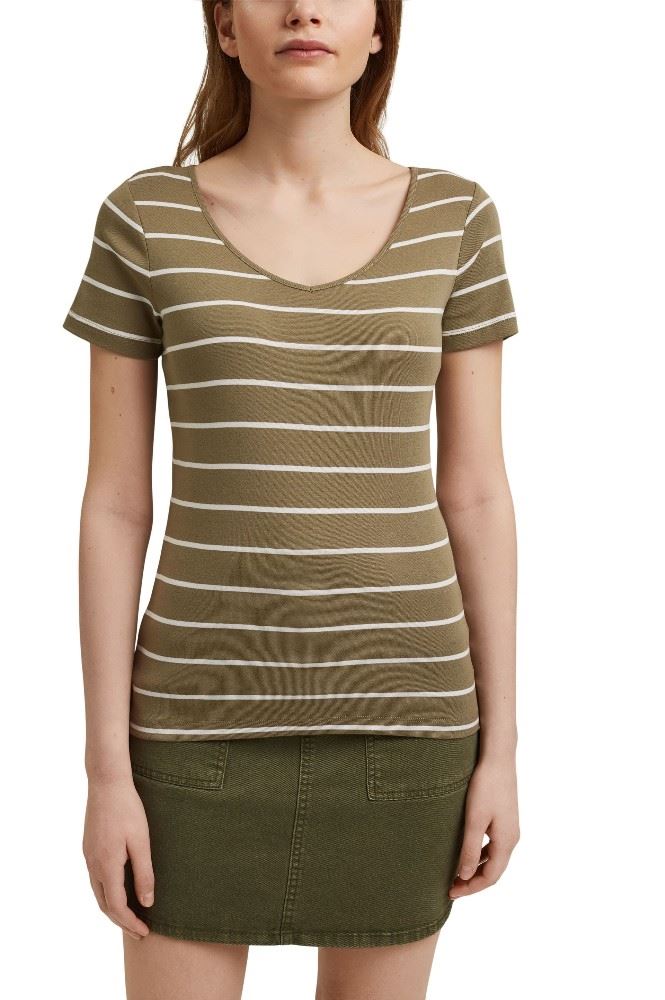 EDC Basic T- Shirt V- Neck gestreift 041CC1K306 