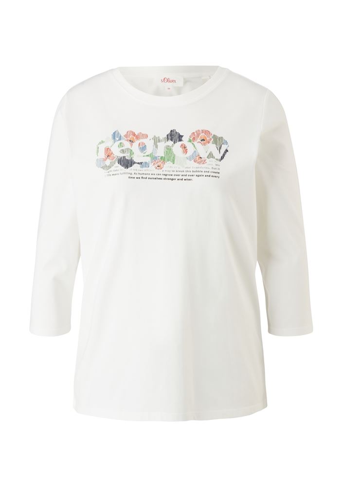 s.Oliver T- Shirt  Frontprint 3/4 Arm weiß  2109571 L | 02D2 off-white | 