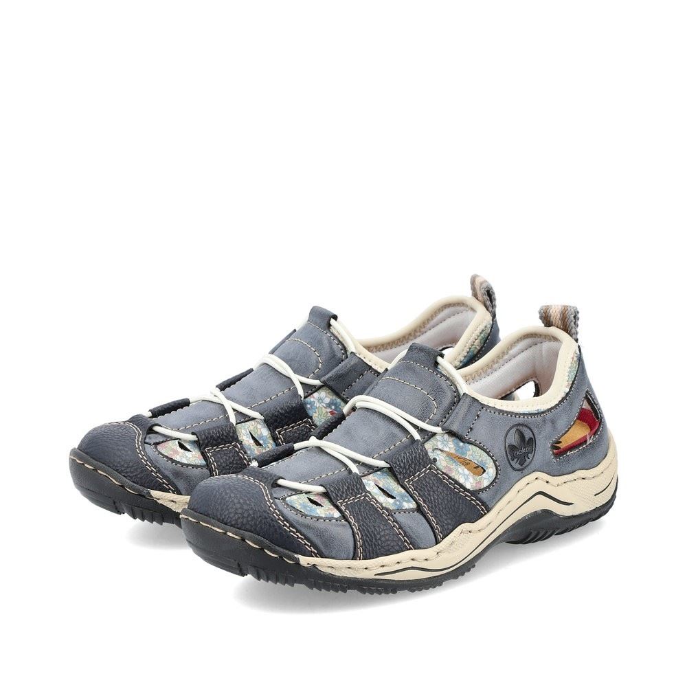 Rieker Slipper Sneaker Gummizug Trekking  Antistress blau L0561-14 