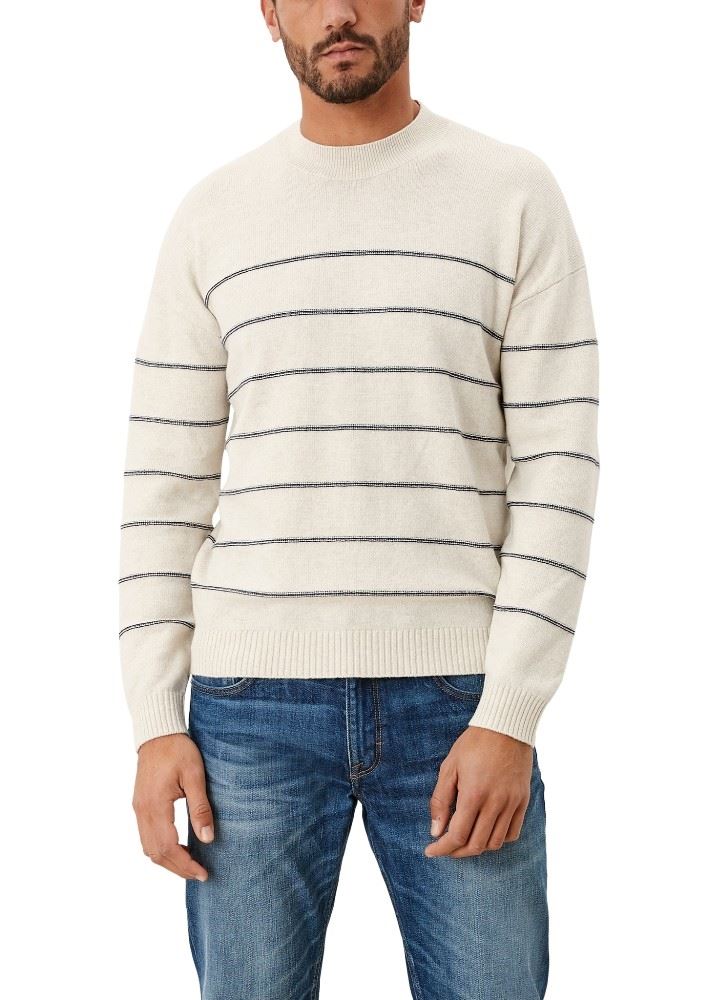 s.Oliver Strickpullover Wollmix gestreift beige S21 2108004 