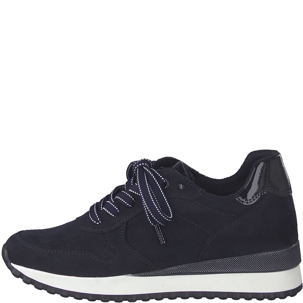 MARCO TOZZI Damen Sneaker Halbschuh Schnürsenkel Wechselfußbett  blau S22 2-2-23734-29 