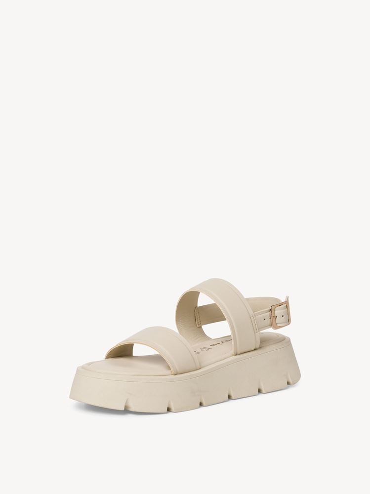 Tamaris Sandale Leder Plateauabsatz beige S13 1-1-28713-20 