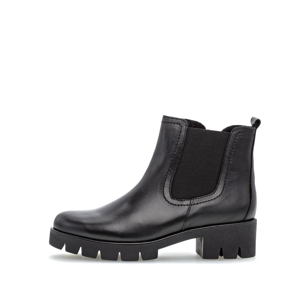 Gabor Chelsea Boot Leder Blockabsatz Wechselfußbett schwarz S22 91.710.27 