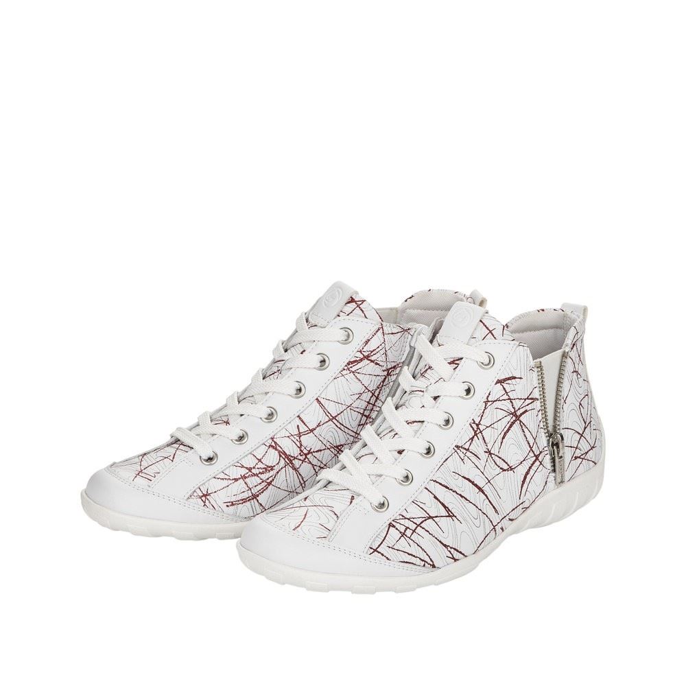 Remonte Damen Sneaker High Leder gemustert weiß S12  R3474-80 38 | weiss/silver-re | G