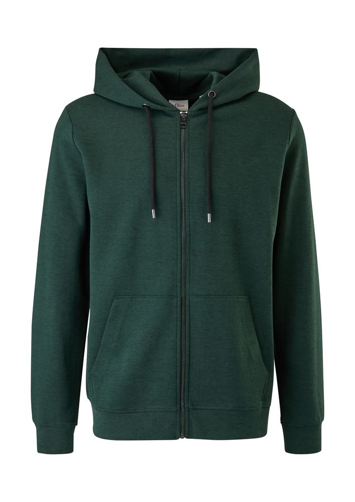 s.Oliver Herren Sweatjacke Kapuze Melange-Optik grün S22 2120928 L | 79W4 GREEN | 