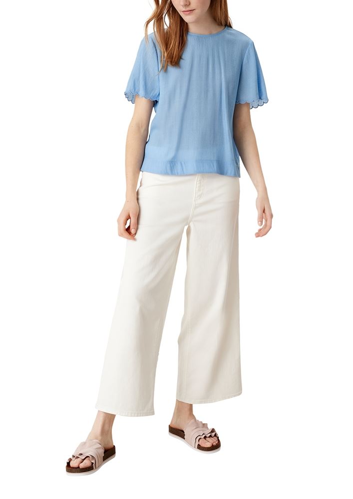 QS designed by Blusenshirt aus Viskosemix blau 2112855 40 | 5330 light blue | 