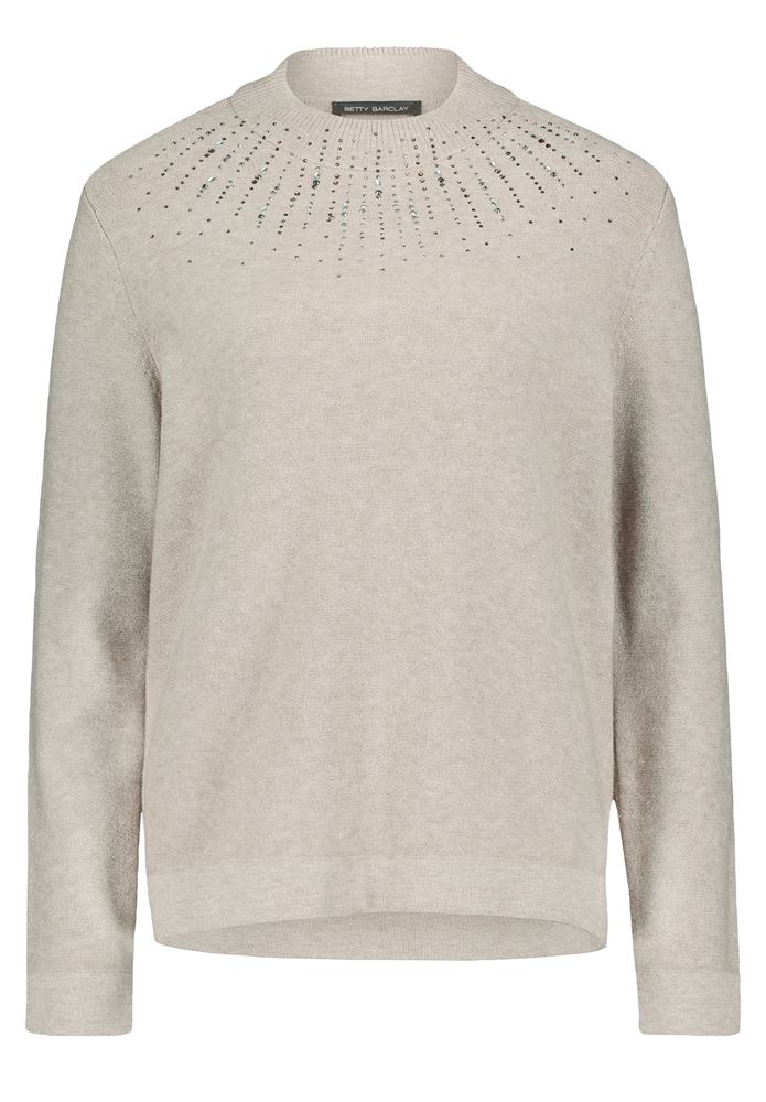 Betty Barclay Strickpullover Turtelneck Strassverzierung beige S22 57571026 40 | 7718 Funghi Mel | 