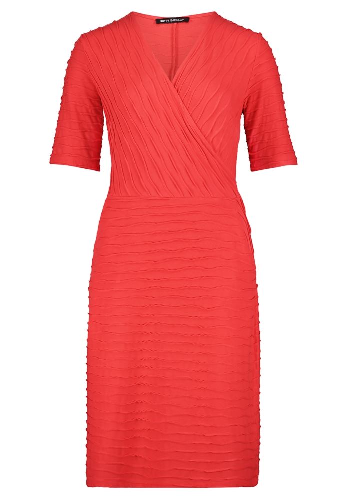 Betty Barclay Jerseykleid V- Ausschnitt Figurnah Eingrifftaschen rot S13 13841008 