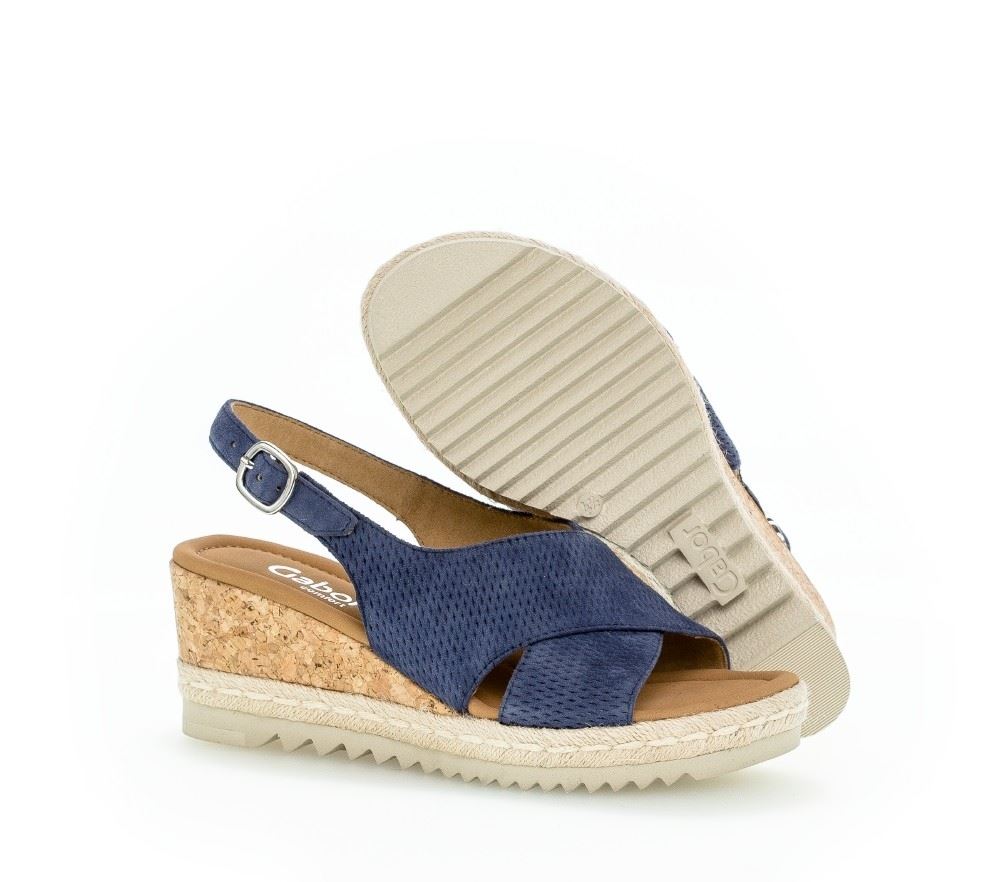 Gabor Sandalette Keilabsatz Leder blau 82.831.26 