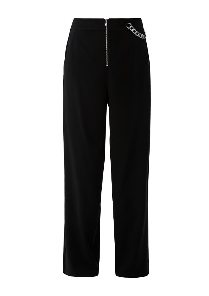 QS designed by Stoffhose Kettendetail weites Bein schwarz S22 2125265 