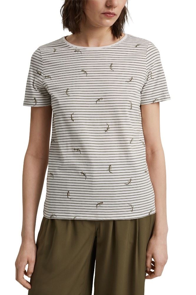 edc Streifenshirt Biobaumwolle gelb grün 051CC1K323 