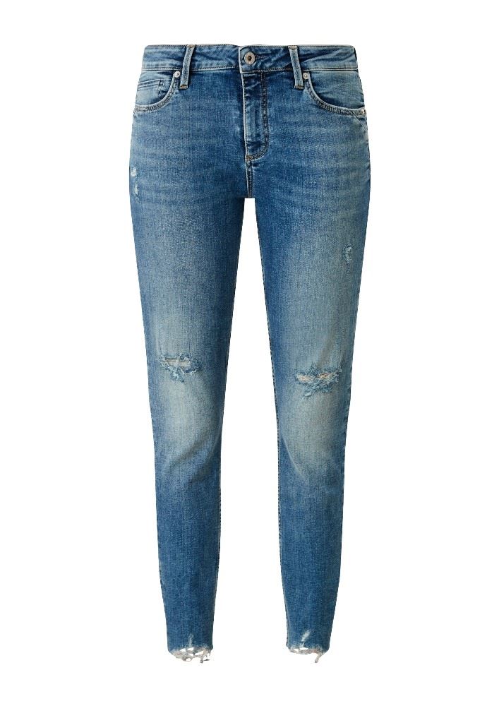 QS designed by Skinny ankle leg- Jeans 7/8 Länge  Used- Look blau S12  2111703 36 | Hellblau | 