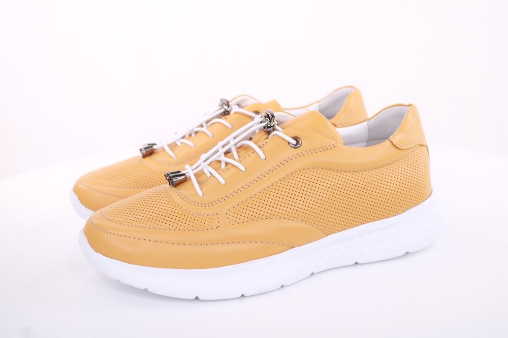 PETER ERIKSON Damen Sneaker Leder Wechsel- Fußbett gelb, grau S13 231508 