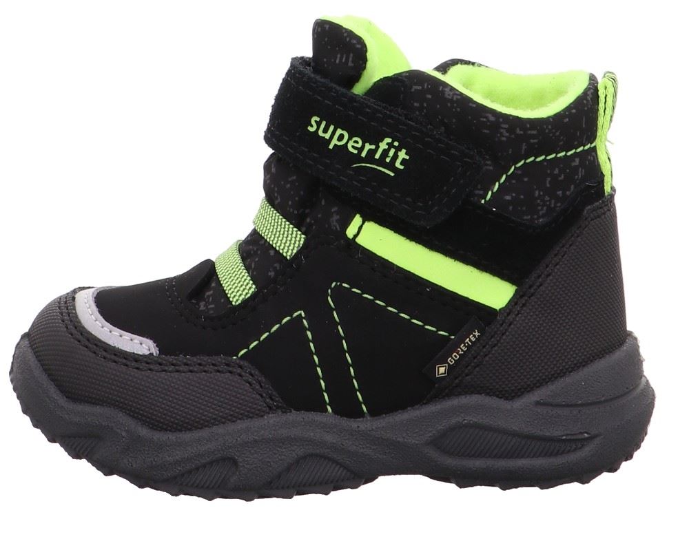 Superfit GLACIER Weit Stiefel Gore Tex Schwarz/gelb weite Form 09227 