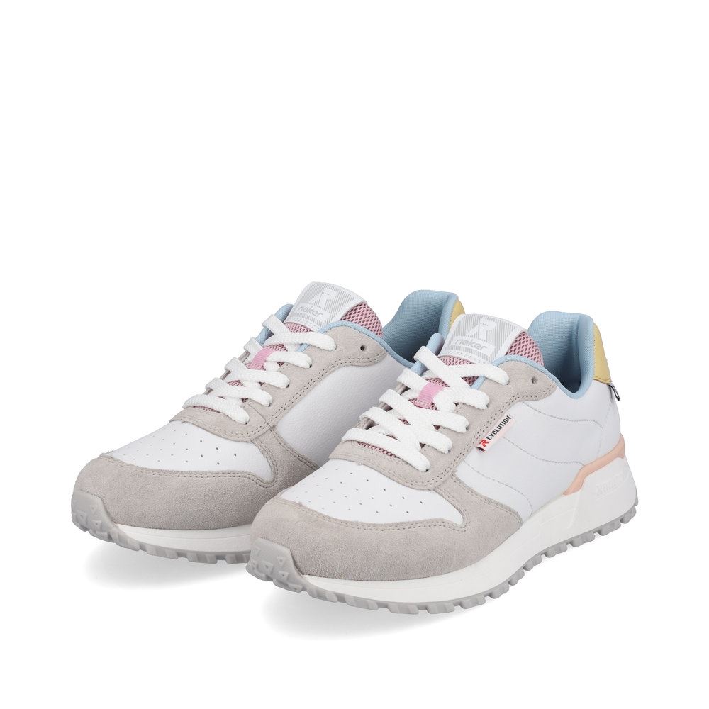 Rieker EVOLUTION Damen Sneaker Leder-mix farbige Details weiß S13  W0600-90 