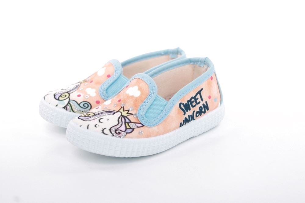 s`knöpfli Kinder Hausschuh Schlupfschuh Mädchen Einhorn- Motiv orange S13 V28851 