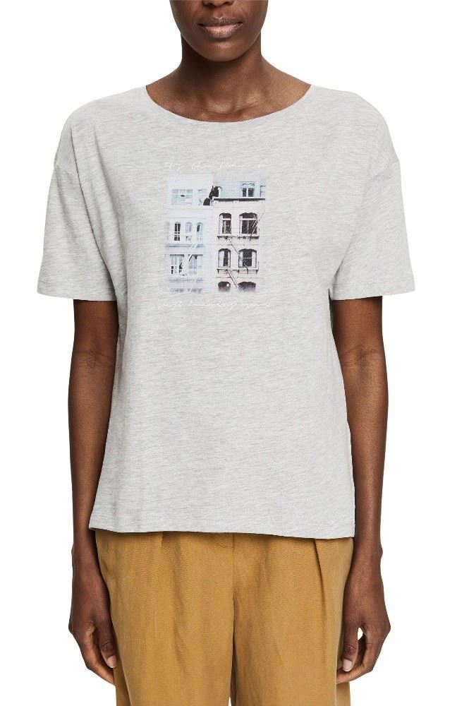 ESPRIT T-Shirt mit Fotoprint aus Bio-Baumwoll-Mix 032EE1K331 XL | E044 LIGHT GREY | 
