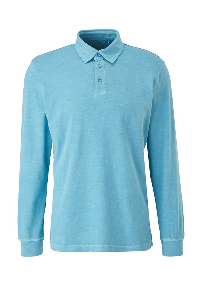 s.Oliver Shirt langarm Flammgarnjersey Polokragen blau  schwarz S12 2115897 