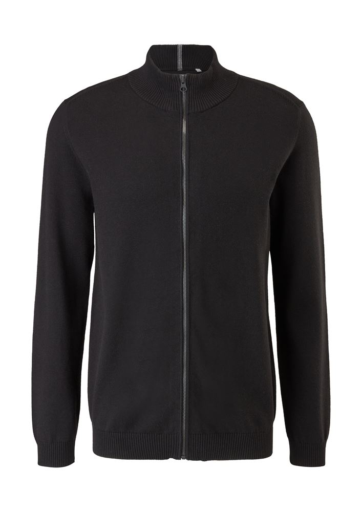 s.Oliver Herren Strickjacke Wollmix Reißverschluss schwarz S12  2106562 L | 9999 black | 