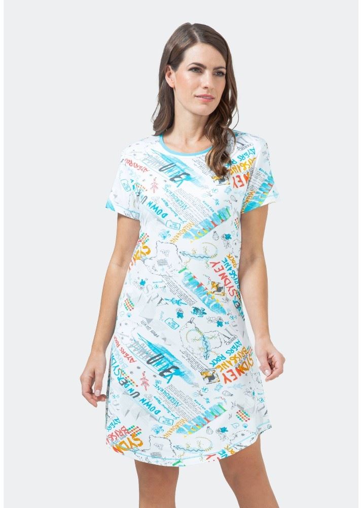 Hajo Sleepshirt Nachthemd 1/4 Arm gemustert 45447 40 | türkis | 