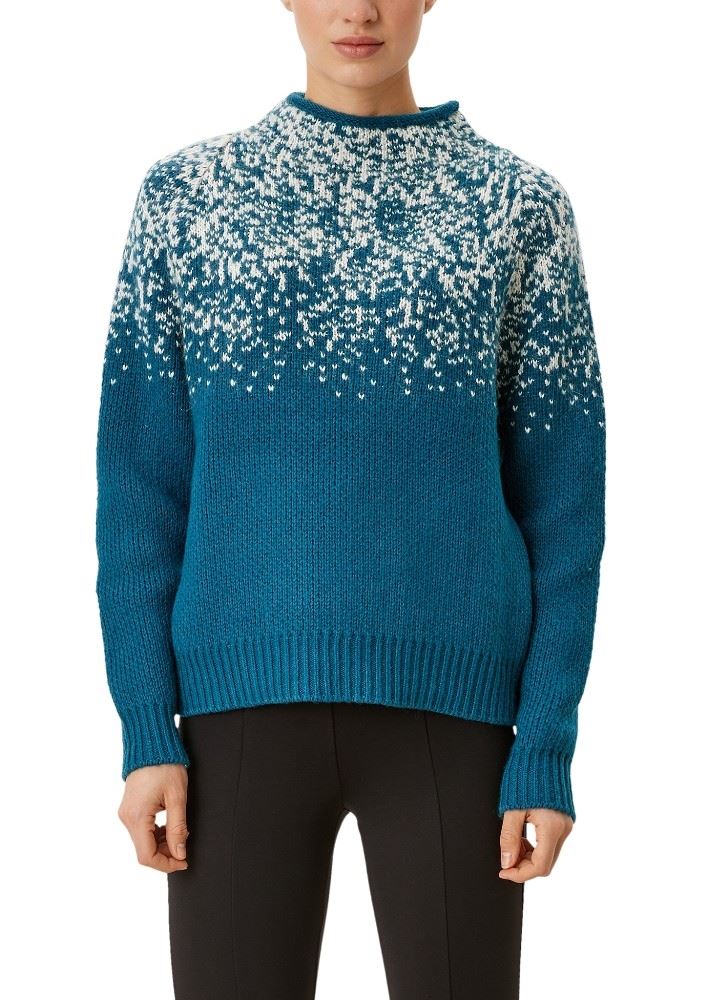 s.Oliver Strickpullover mit Glitzerdetail blau S21 2108472 40 | 69X1 Petrol Blu | 