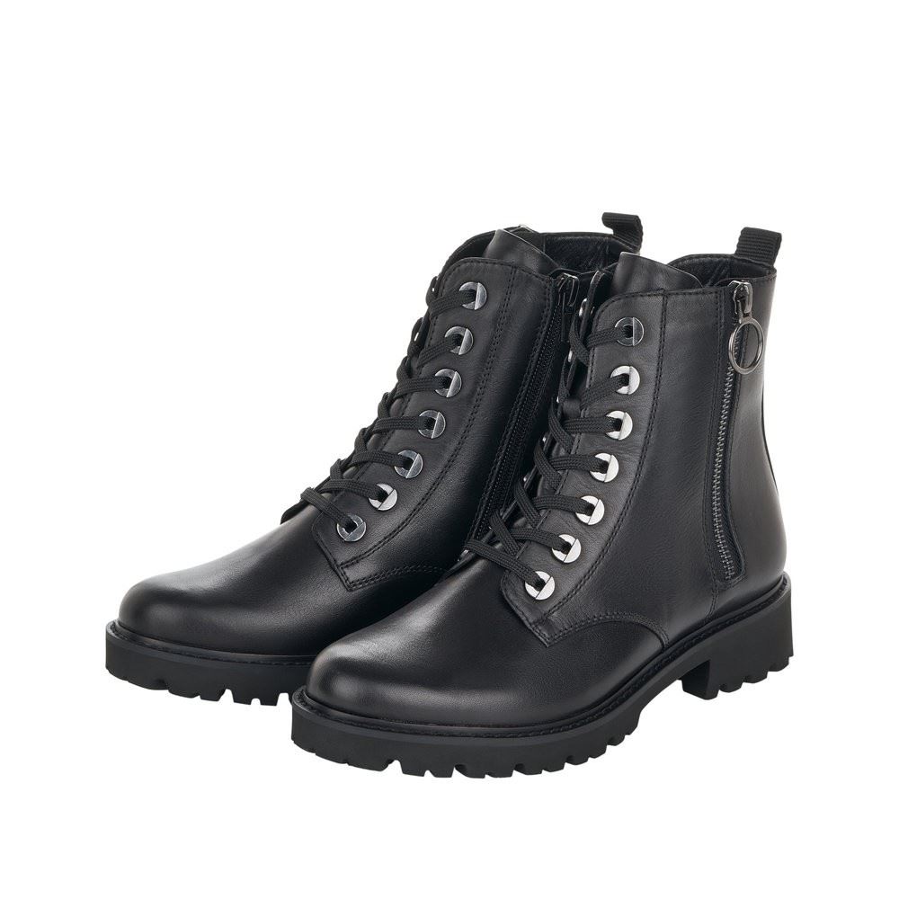 Remonte Damen Schnürstiefelette Leder schwarz S22 D8671-01 