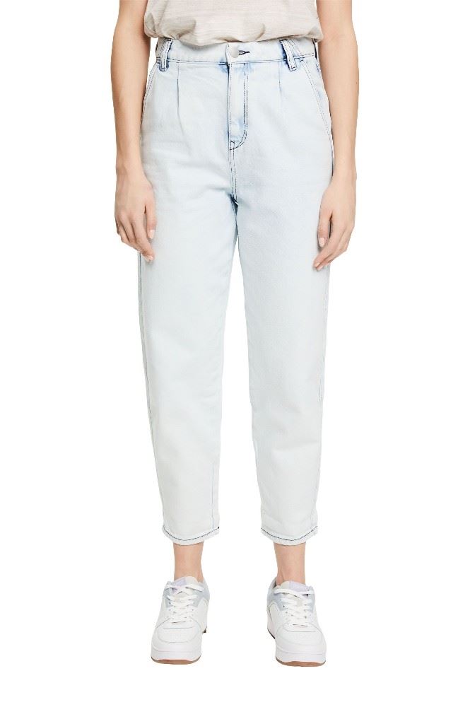EDC Cropped Jeans mit Bundfalten 032CC1B311 W27 | C904 BLUE BLEAC | L28