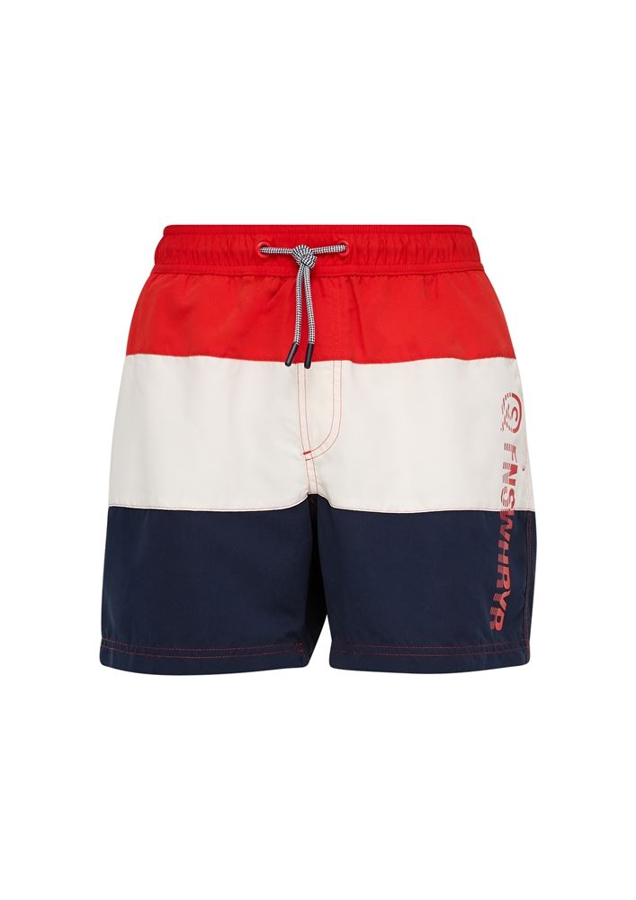 QS designed by Badehose mit Streifen rot, blau S13  2132437 