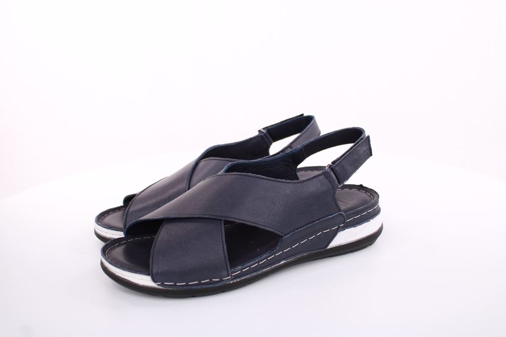 PETER ERIKSON Damen Sandale Leder Comfort- Fußbett blau S13 221530 