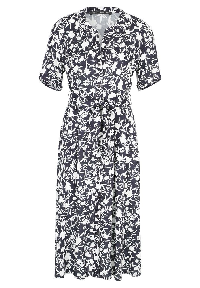 Betty Barclay Hemdblusenkleid Midi- Länge Knopfleiste florales Muster blau S13 13821958 